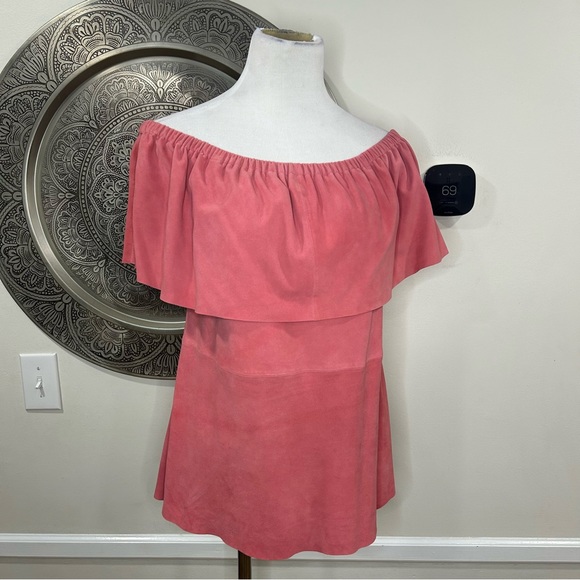 AS by DF Pink Leather Strapless Top Size : Medium - Picture 7 of 10